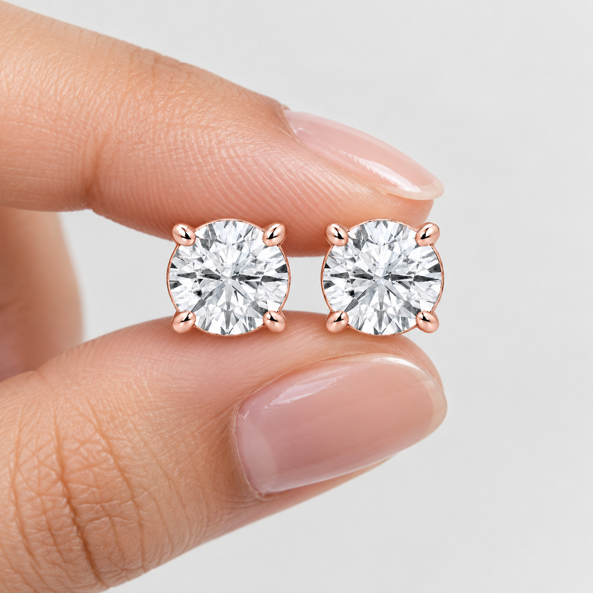 2 Ct. Lab Grown Diamond Round Cut Stud Earrings (VS-EF)