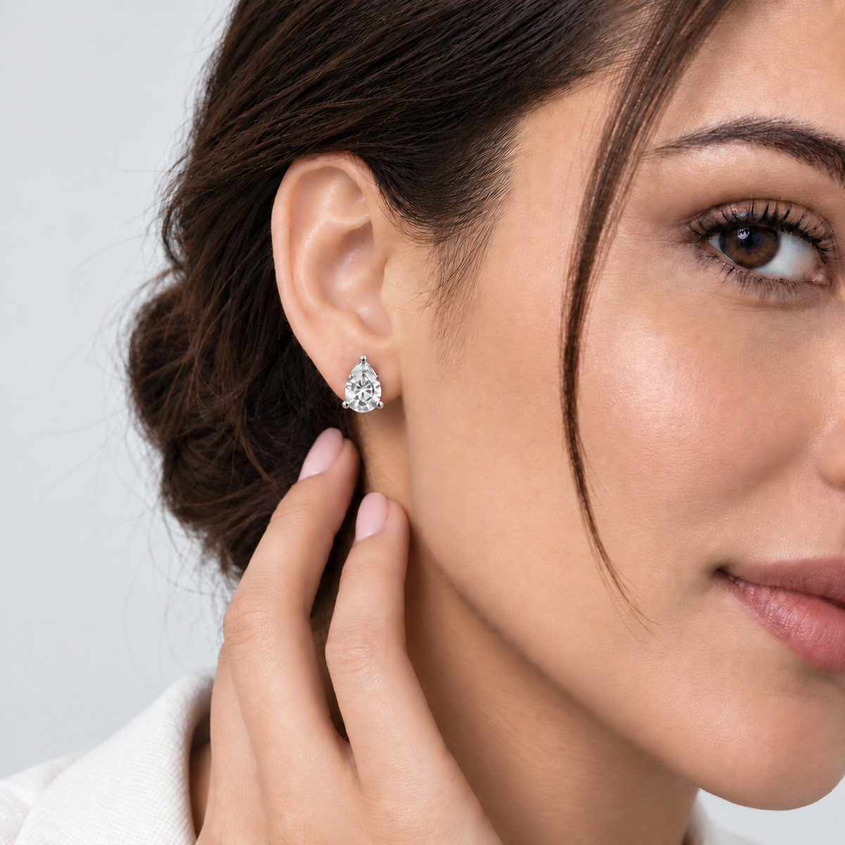 1 Ct. Lab Grown Diamond Pear Cut Stud Earrings (EF/VVS-VS)