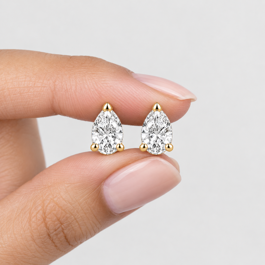 1 Ct. Lab Grown Diamond Pear Cut Stud Earrings (EF/VVS-VS)