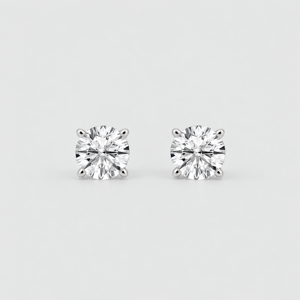 1 Ct. Lab Grown Diamond Stud Earrings Round-Cut (EF/VVS-VS)