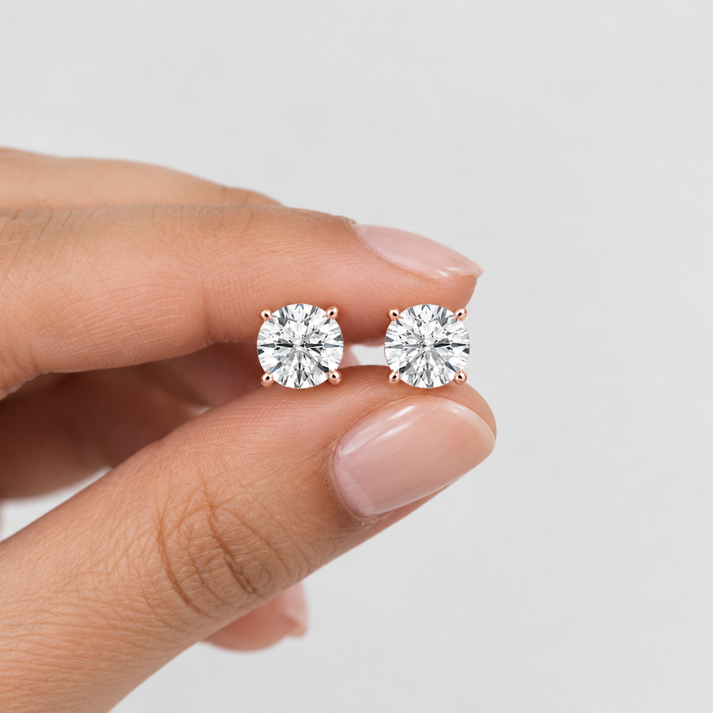 1 Ct. Lab Grown Diamond Stud Earrings Round-Cut (EF/VVS-VS)