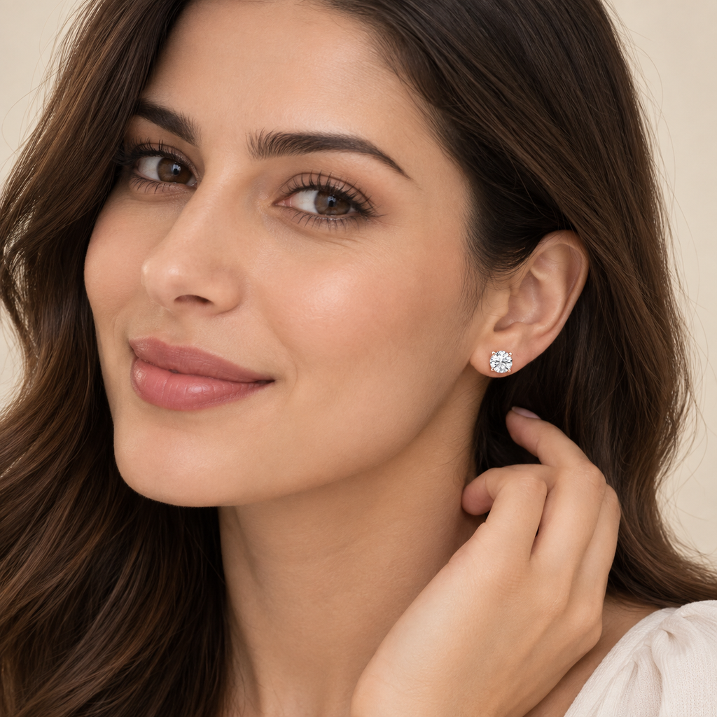 2 Ct. Lab Grown Diamond Stud Earrings Round-Cut (VS-EF)
