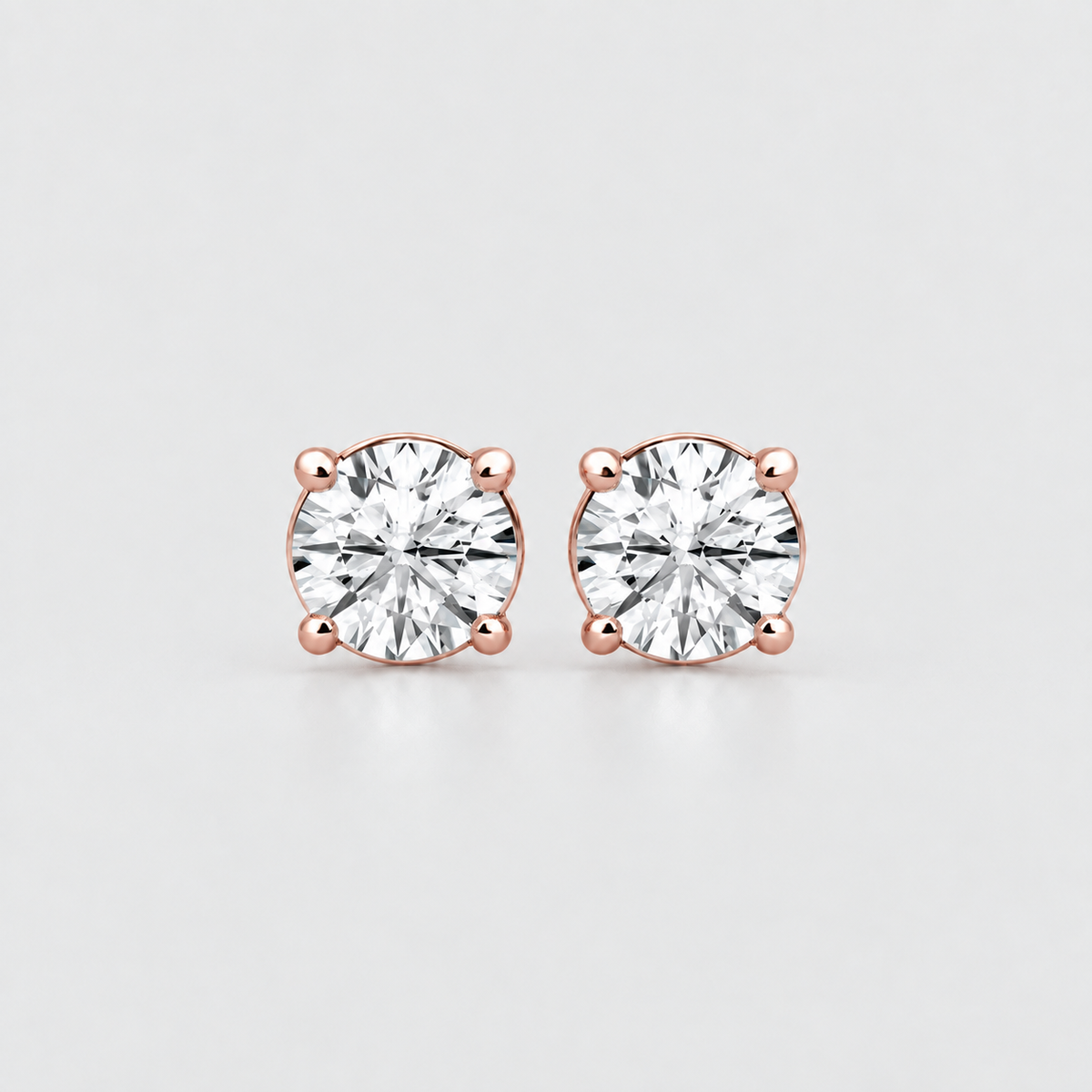 2 Ct. Lab Grown Diamond Stud Earrings Round-Cut (VS-EF)