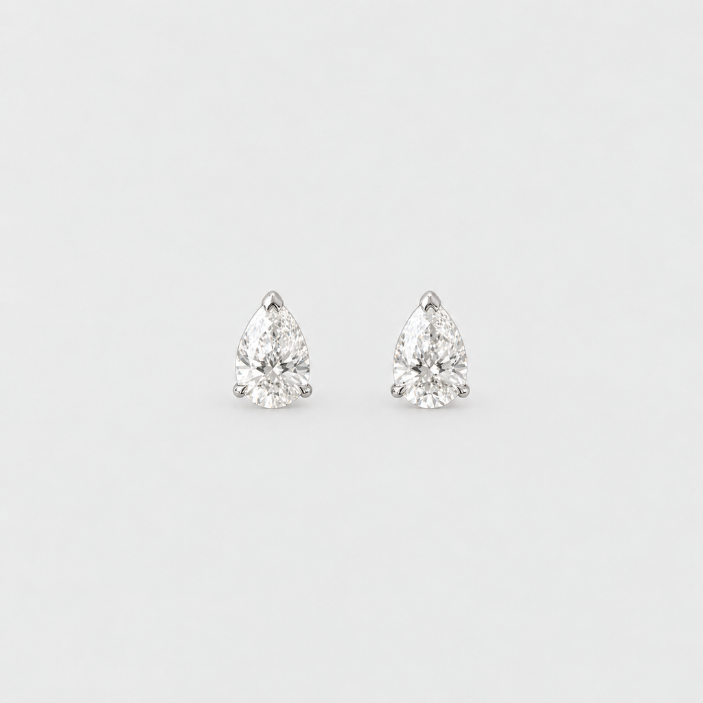 3 Ct. Lab Grown Diamond Pear Cut Stud Earrings (VS-EF)
