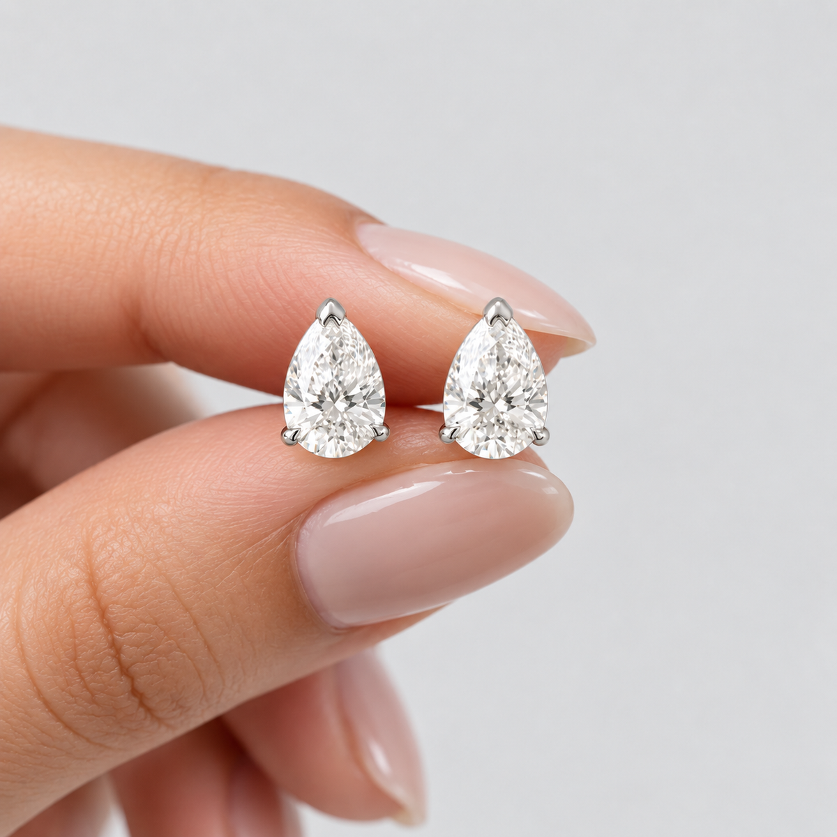 3 Ct. Lab Grown Diamond Pear Cut Stud Earrings (VS-EF)