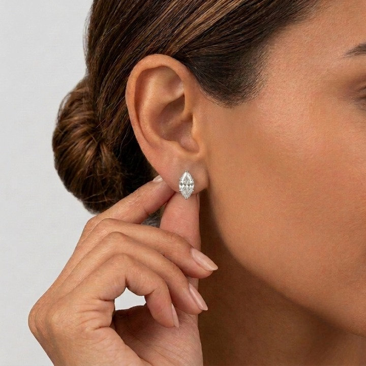 3 Ct. Lab Grown Diamond Marquise Cut Stud Earrings (VS-EF)