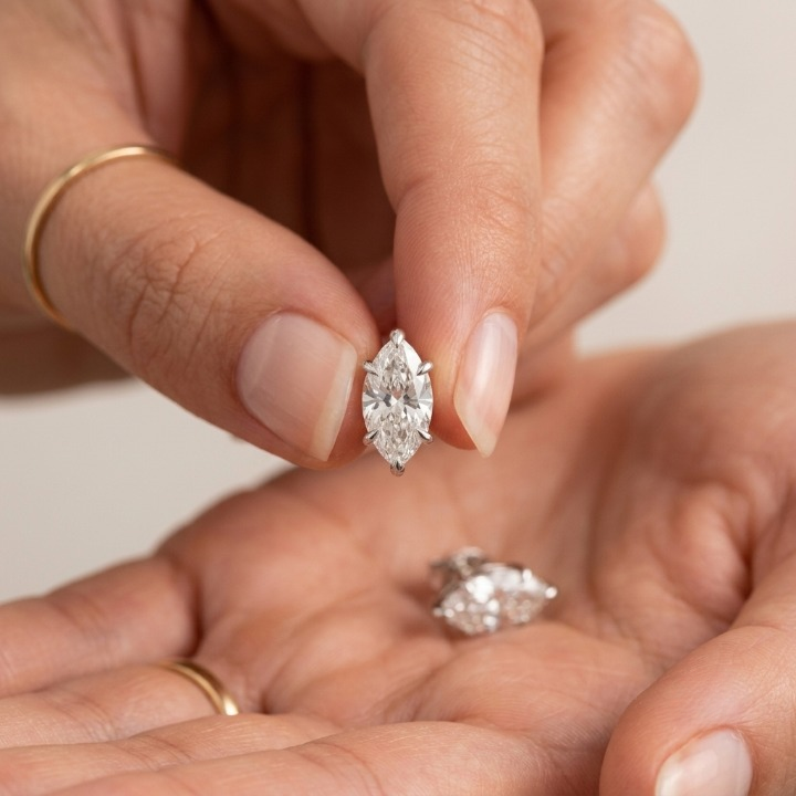 3 Ct. Lab Grown Diamond Marquise Cut Stud Earrings (VS-EF)
