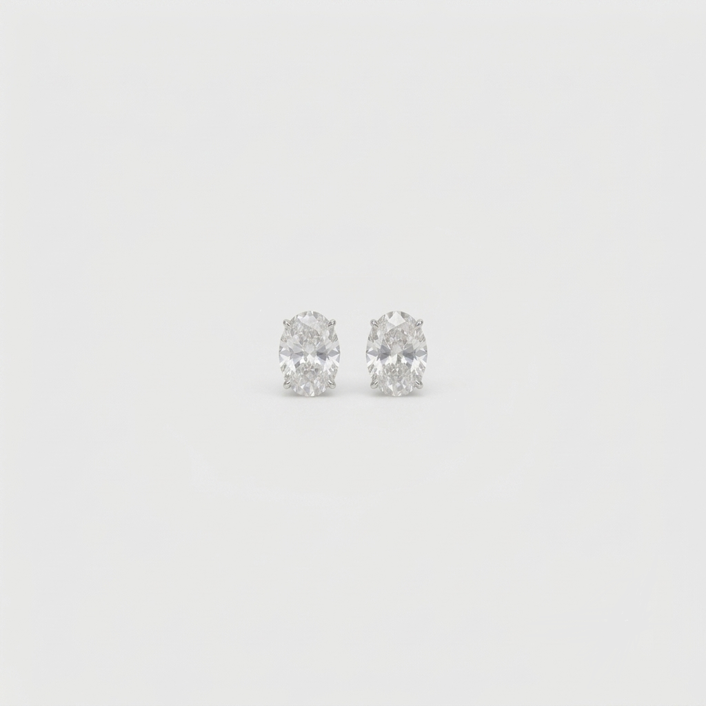 4 Ct. Lab Grown Diamond Oval Cut Stud Earrings (VS-EF)