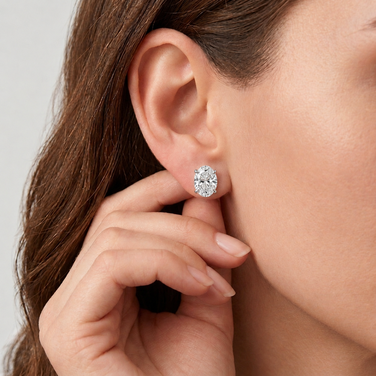 4 Ct. Lab Grown Diamond Oval Cut Stud Earrings (VS-EF)