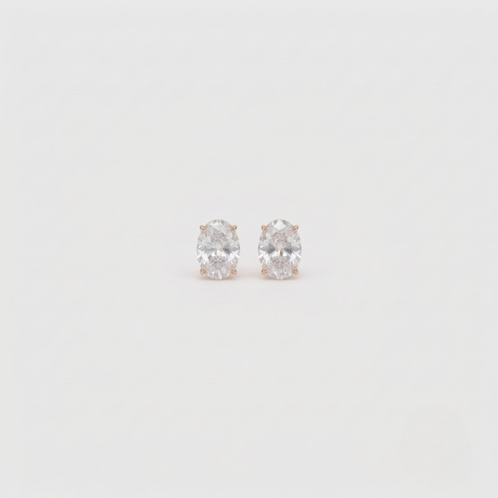 4 Ct. Lab Grown Diamond Oval Cut Stud Earrings (VS-EF)