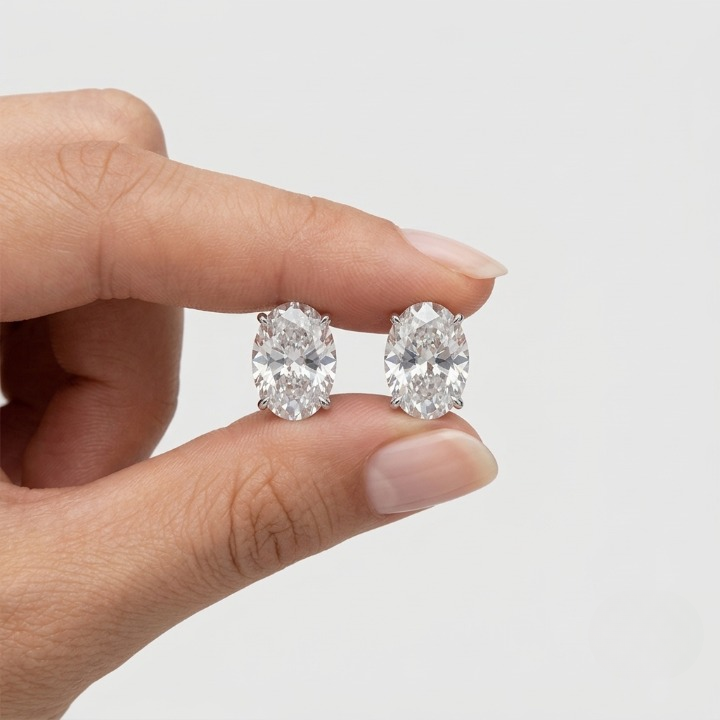 4 Ct. Lab Grown Diamond Oval Cut Stud Earrings (VS-EF)
