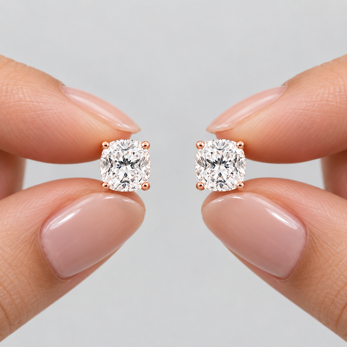 4 Ct. Lab Grown Diamond Cushion Cut Stud Earrings (VS-EF)