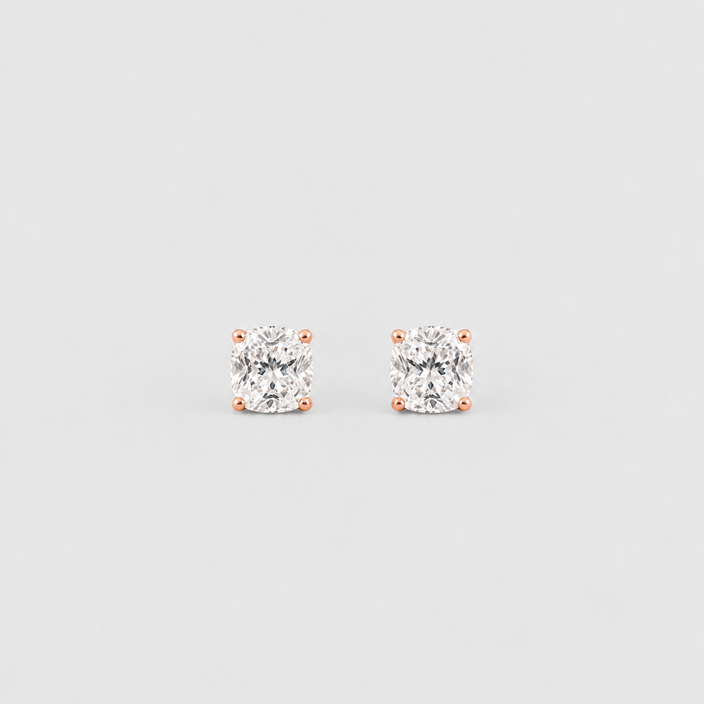 4 Ct. Lab Grown Diamond Cushion Cut Stud Earrings (VS-EF)