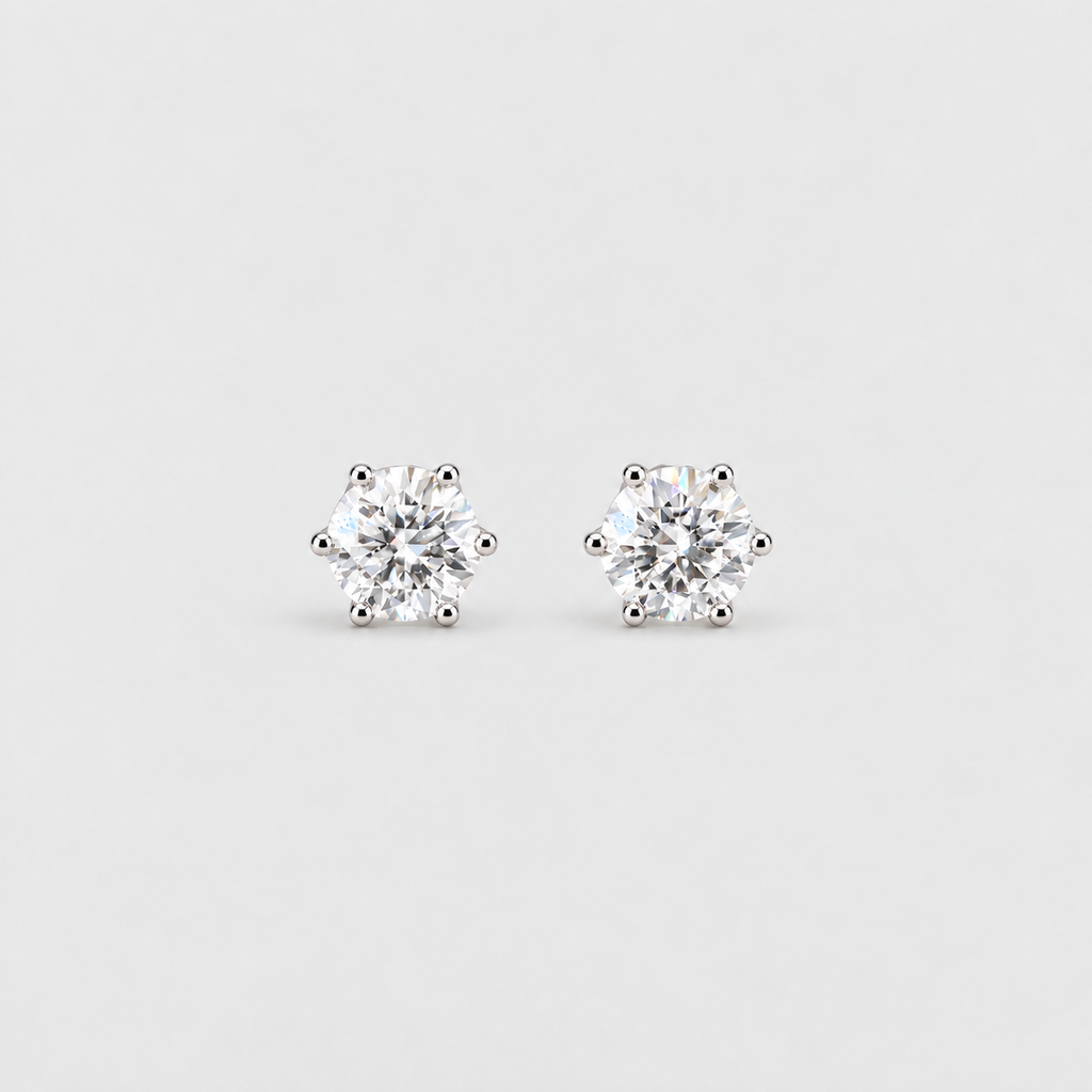 6 Ct. Lab Grown Diamond Round Cut Stud Earrings (VS-EF)