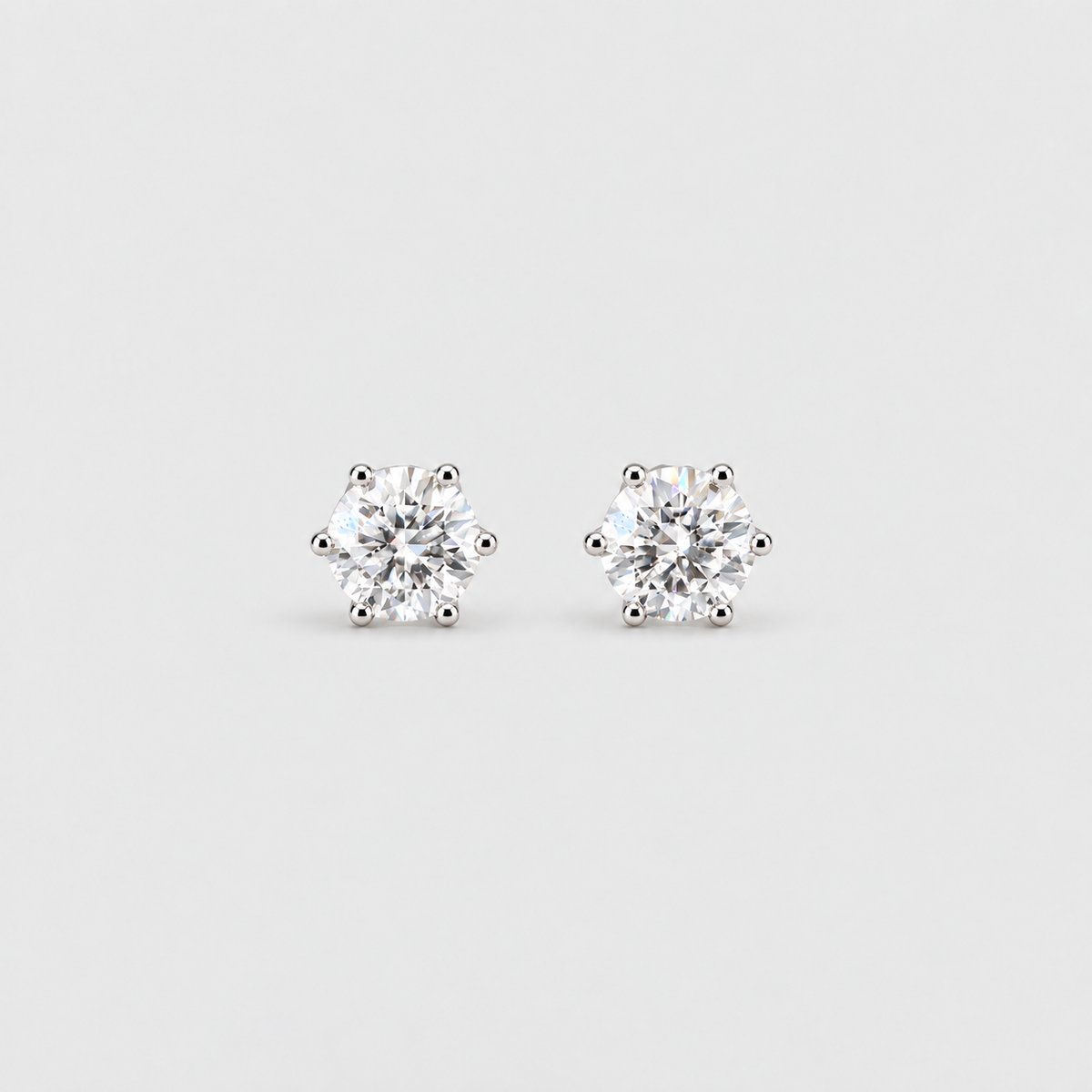 6 Ct. Lab Grown Diamond Round Cut Stud Earrings (VS-EF)