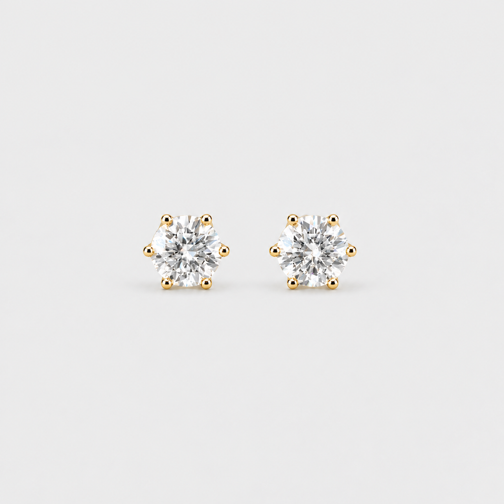6 Ct. Lab Grown Diamond Round Cut Stud Earrings (VS-EF)