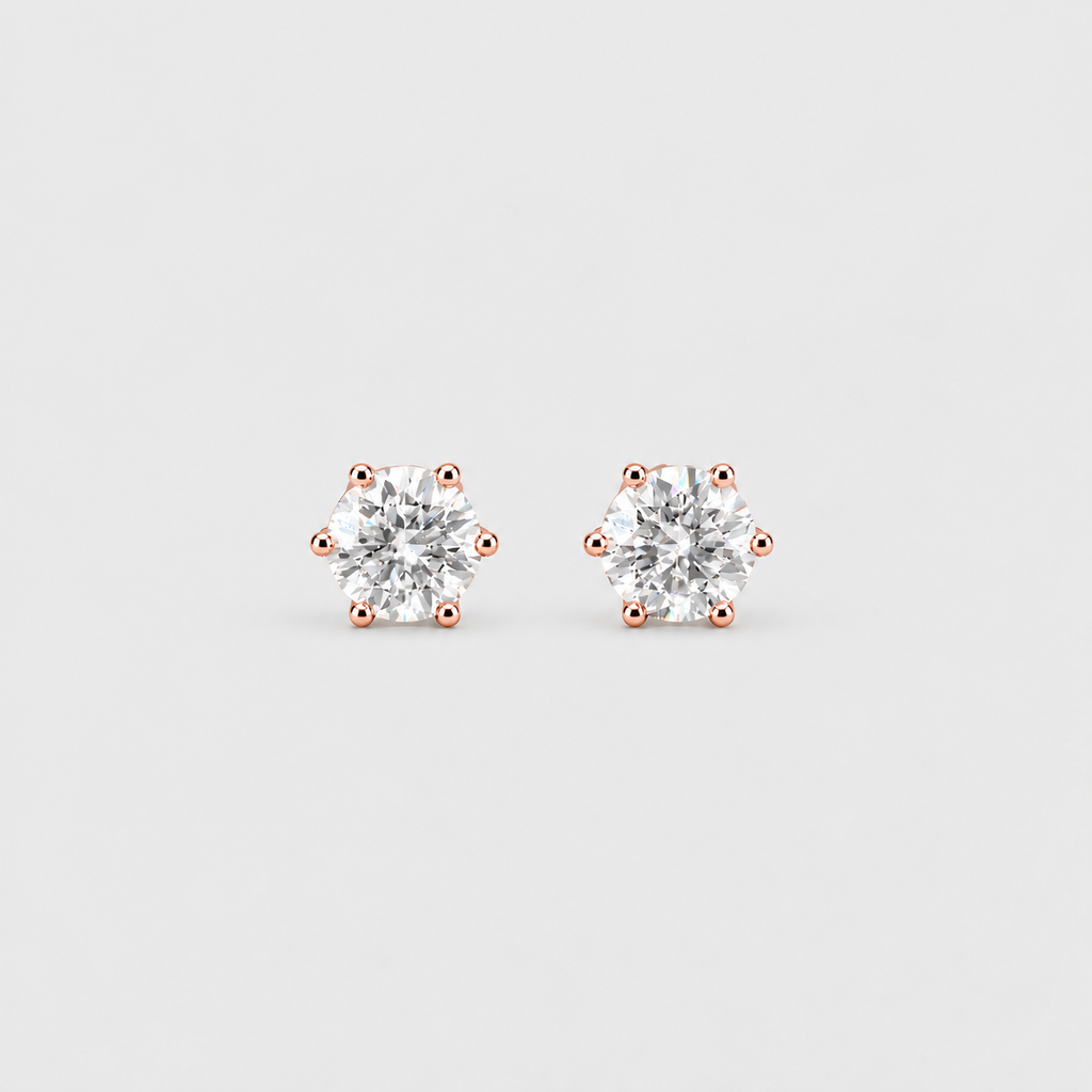 6 Ct. Lab Grown Diamond Round Cut Stud Earrings (VS-EF)