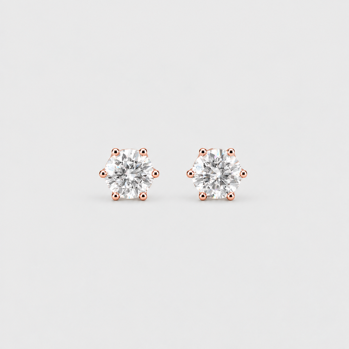 6 Ct. Lab Grown Diamond Round Cut Stud Earrings (VS-EF)