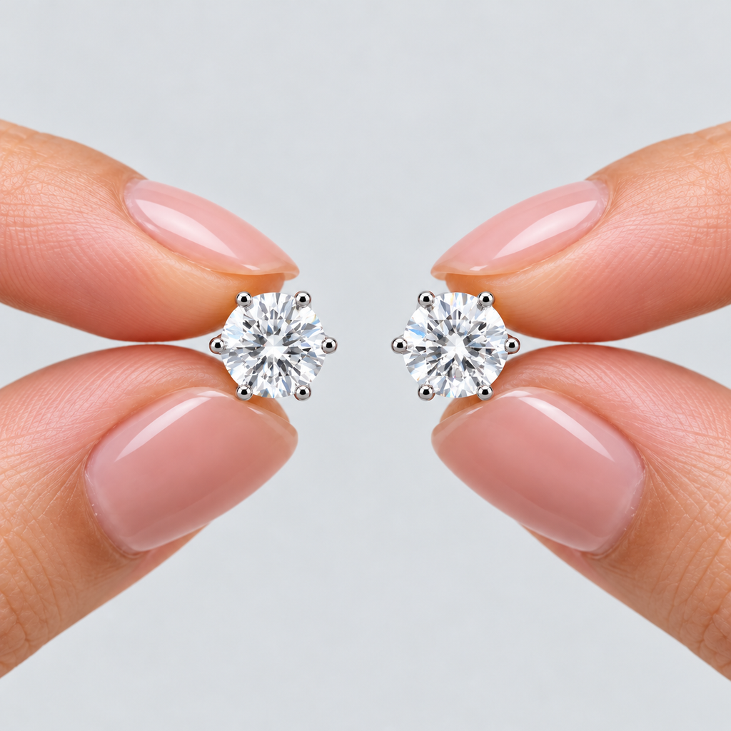 6 Ct. Lab Grown Diamond Round Cut Stud Earrings (VS-EF)