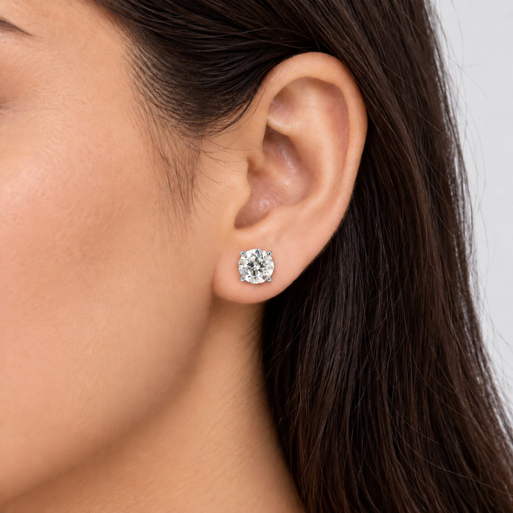 2 Ct. Lab Grown Diamond Round Studs Earrings (VS-EF)