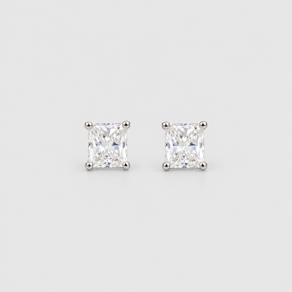 2 Ct. Lab Grown Diamond Radiant Cut Stud Earrings (VS-EF)