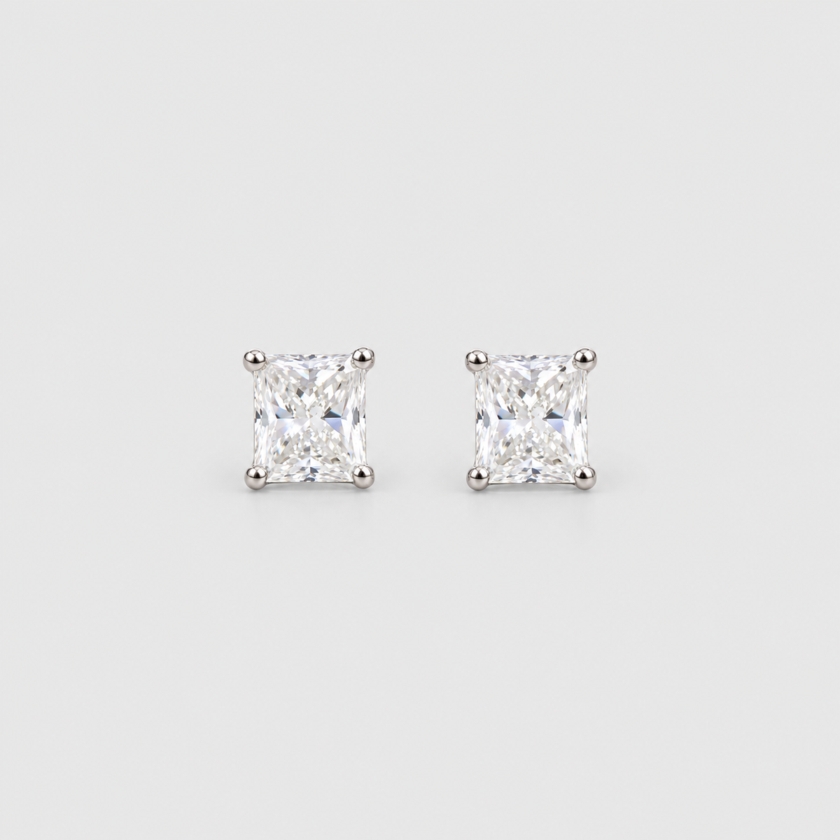 2 Ct. Lab Grown Diamond Radiant Cut Stud Earrings (VS-EF)