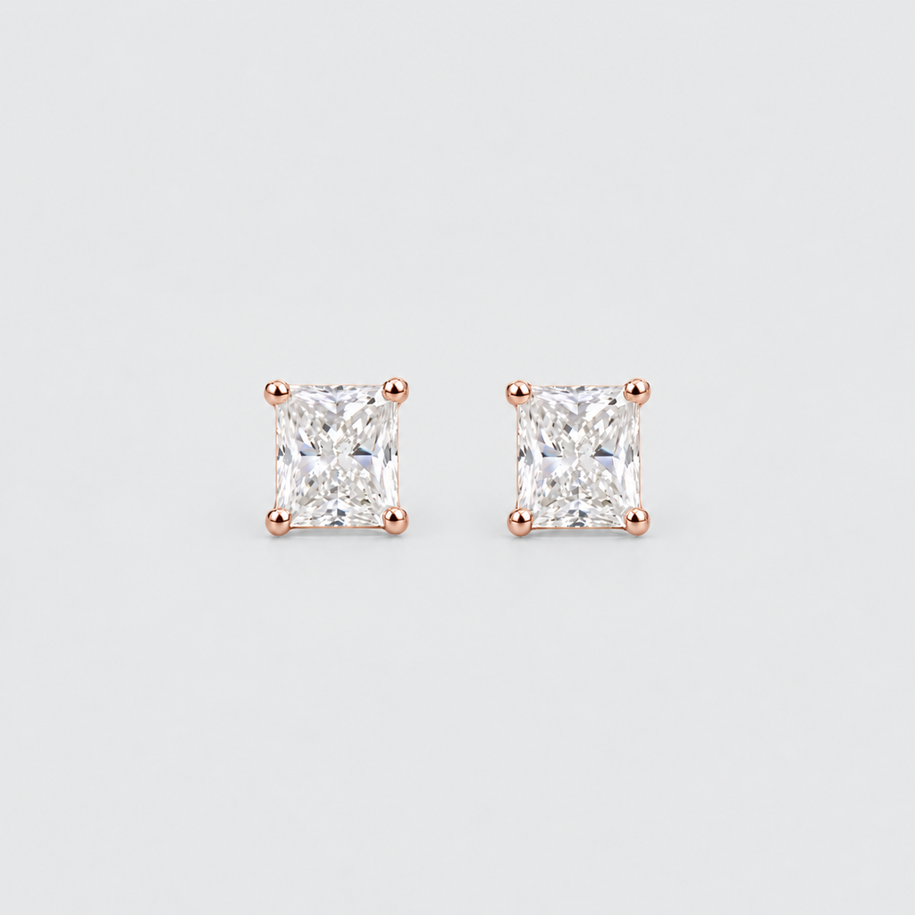 2 Ct. Lab Grown Diamond Radiant Cut Stud Earrings (VS-EF)