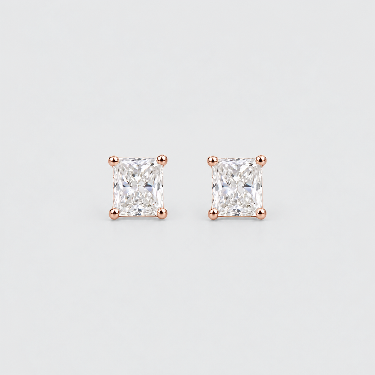 2 Ct. Lab Grown Diamond Radiant Cut Stud Earrings (VS-EF)