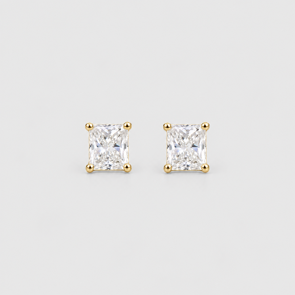 2 Ct. Lab Grown Diamond Radiant Cut Stud Earrings (VS-EF)