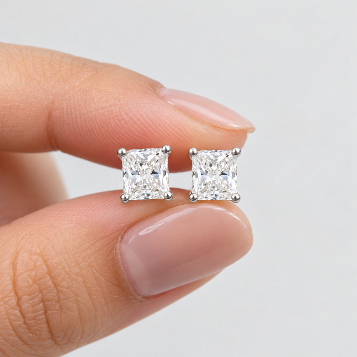 2 Ct. Lab Grown Diamond Radiant Cut Stud Earrings (VS-EF)