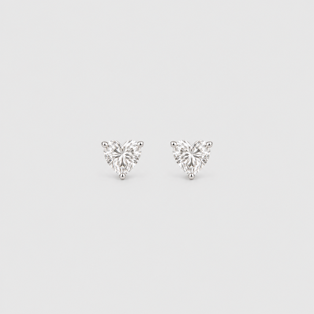 2 Ct. Lab Grown Diamond Heart Cut Stud Earrings (VS-EF)