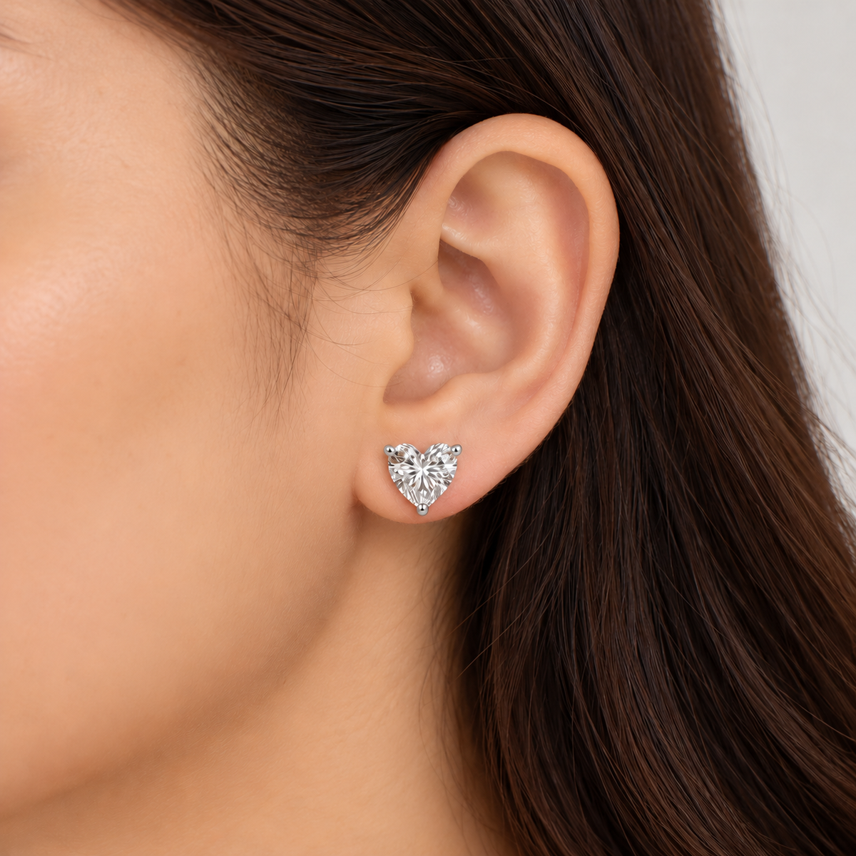 2 Ct. Lab Grown Diamond Heart Cut Stud Earrings (VS-EF)