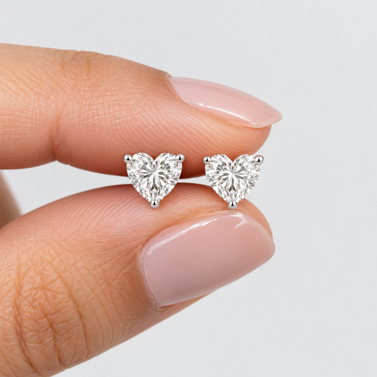 2 Ct. Lab Grown Diamond Heart Cut Stud Earrings (VS-EF)