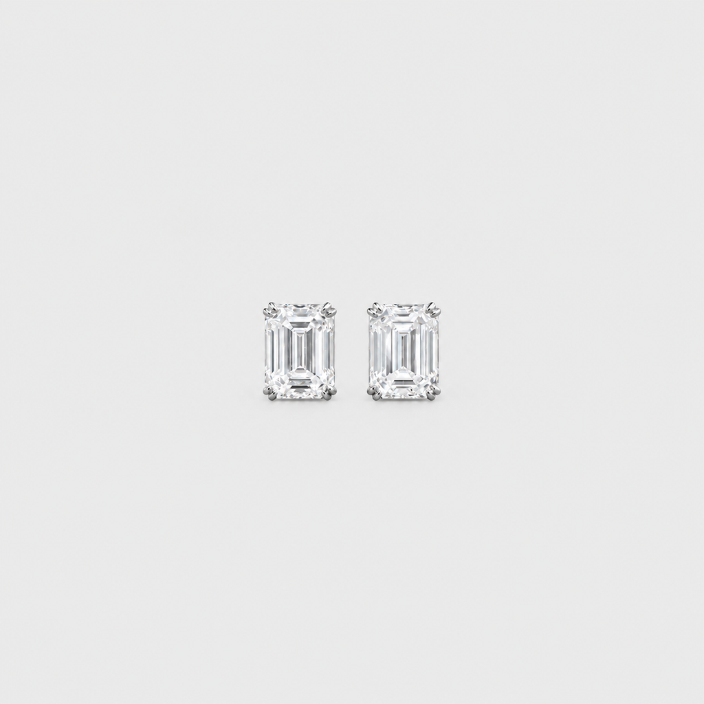 2 Ct. Lab Grown Diamond Emerald Cut Stud Earrings (VS-EF)