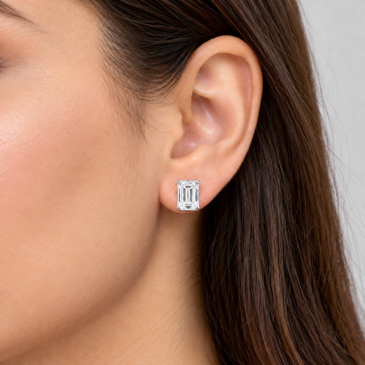 2 Ct. Lab Grown Diamond Emerald Cut Stud Earrings (VS-EF)