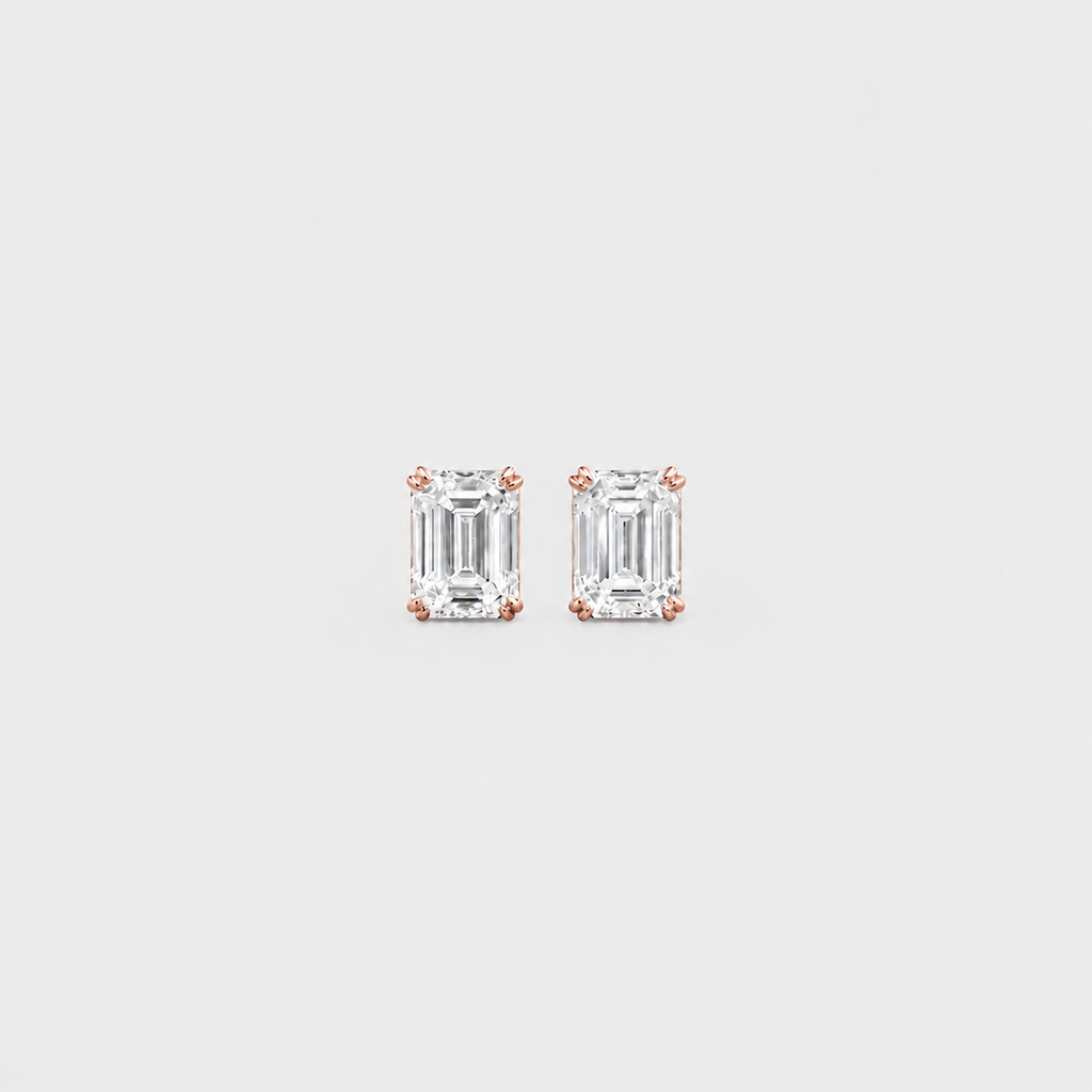 2 Ct. Lab Grown Diamond Emerald Cut Stud Earrings (VS-EF)