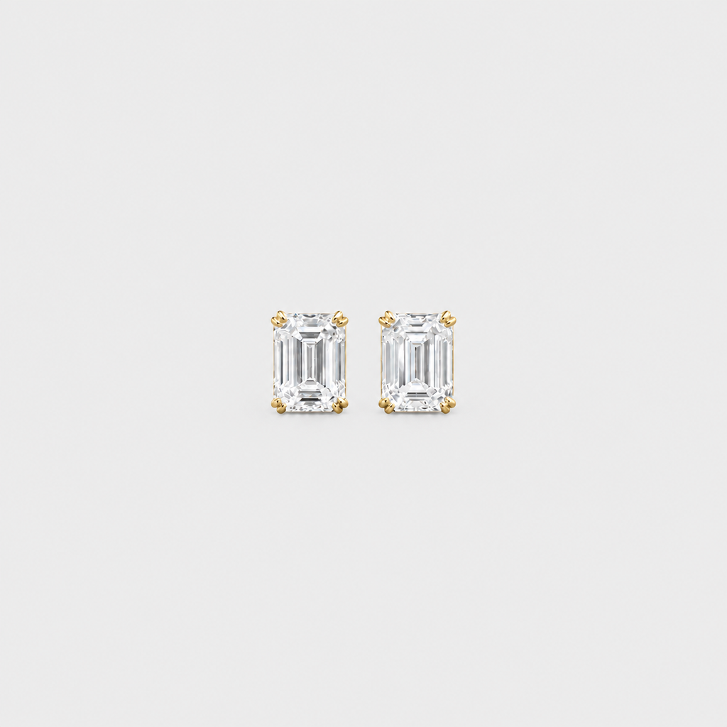 2 Ct. Lab Grown Diamond Emerald Cut Stud Earrings (VS-EF)