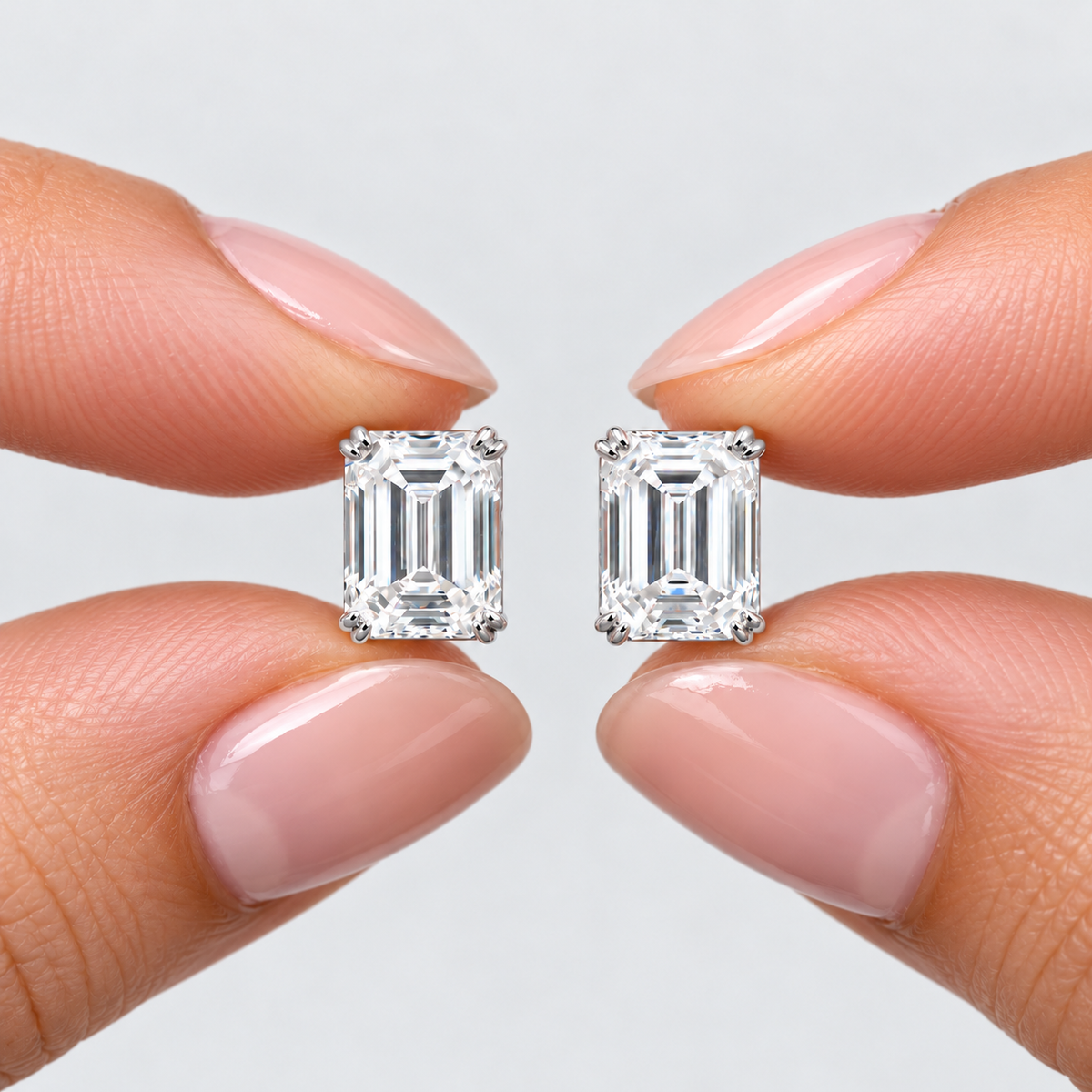 2 Ct. Lab Grown Diamond Emerald Cut Stud Earrings (VS-EF)