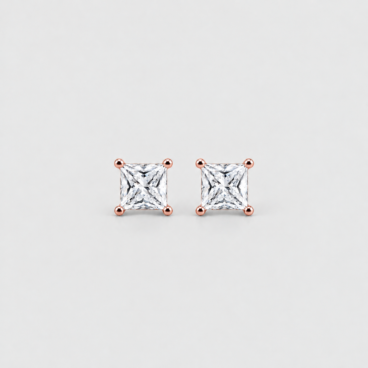 3 Ct. Lab Grown Diamond Princess Cut Stud Earrings (VS-EF)