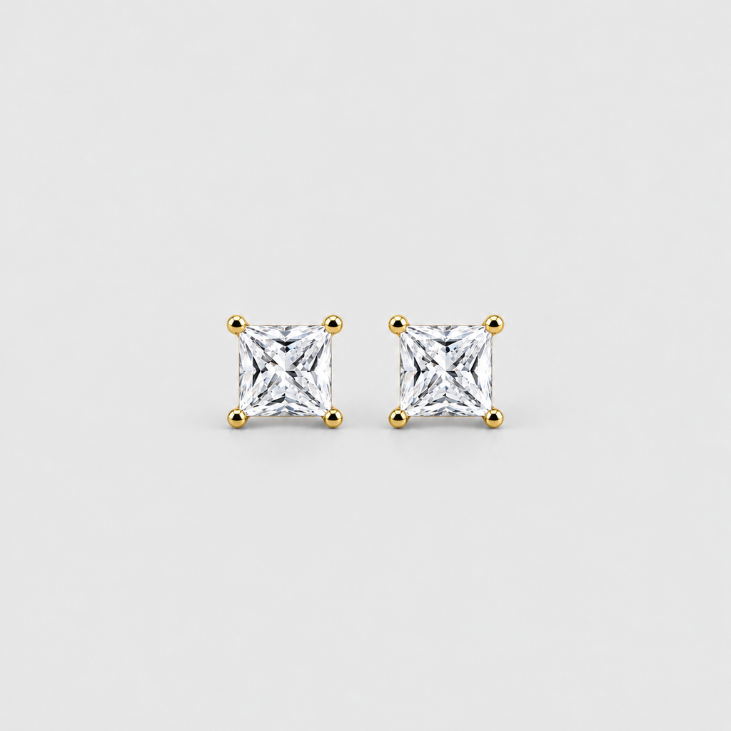 3 Ct. Lab Grown Diamond Princess Cut Stud Earrings (VS-EF)