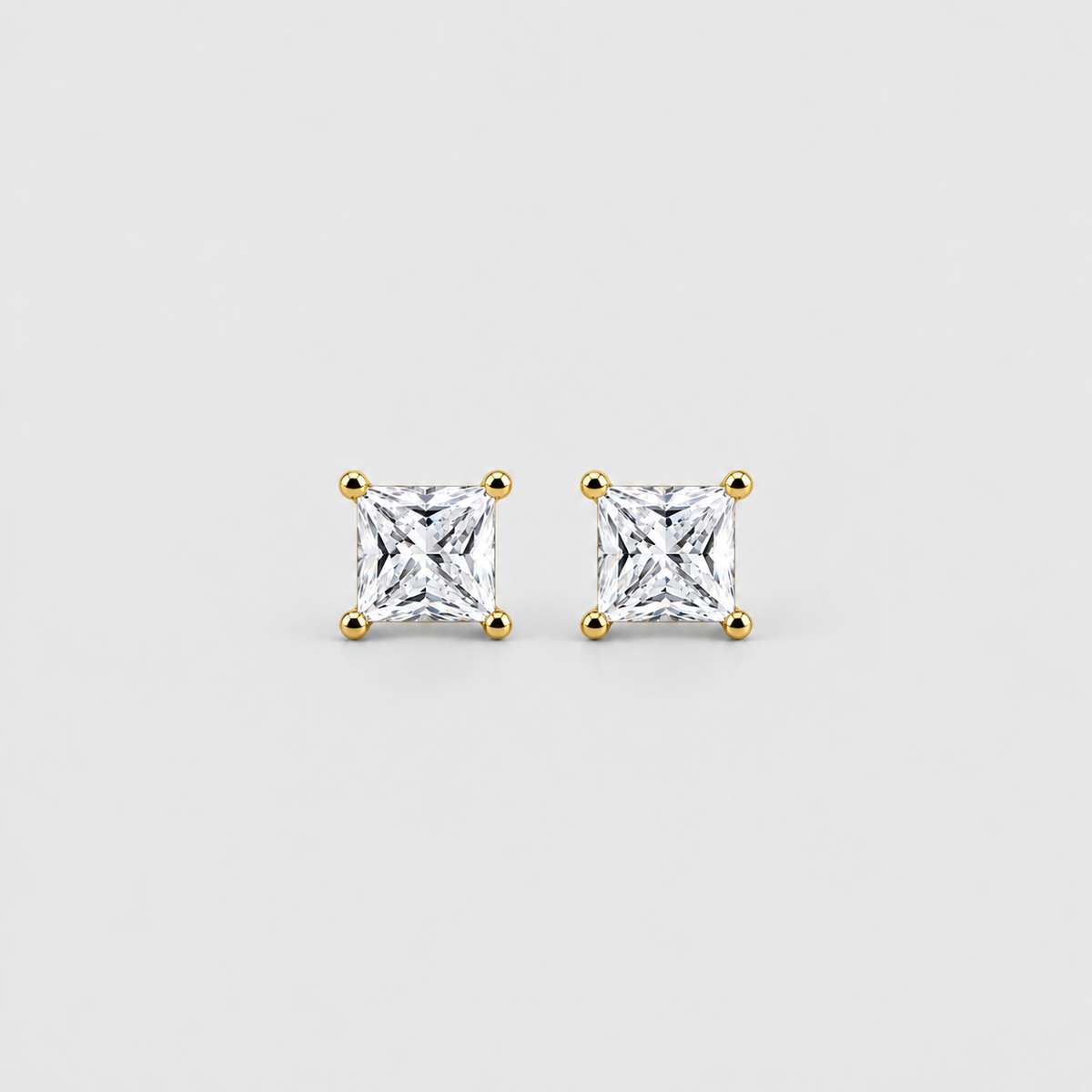 3 Ct. Lab Grown Diamond Princess Cut Stud Earrings (VS-EF)