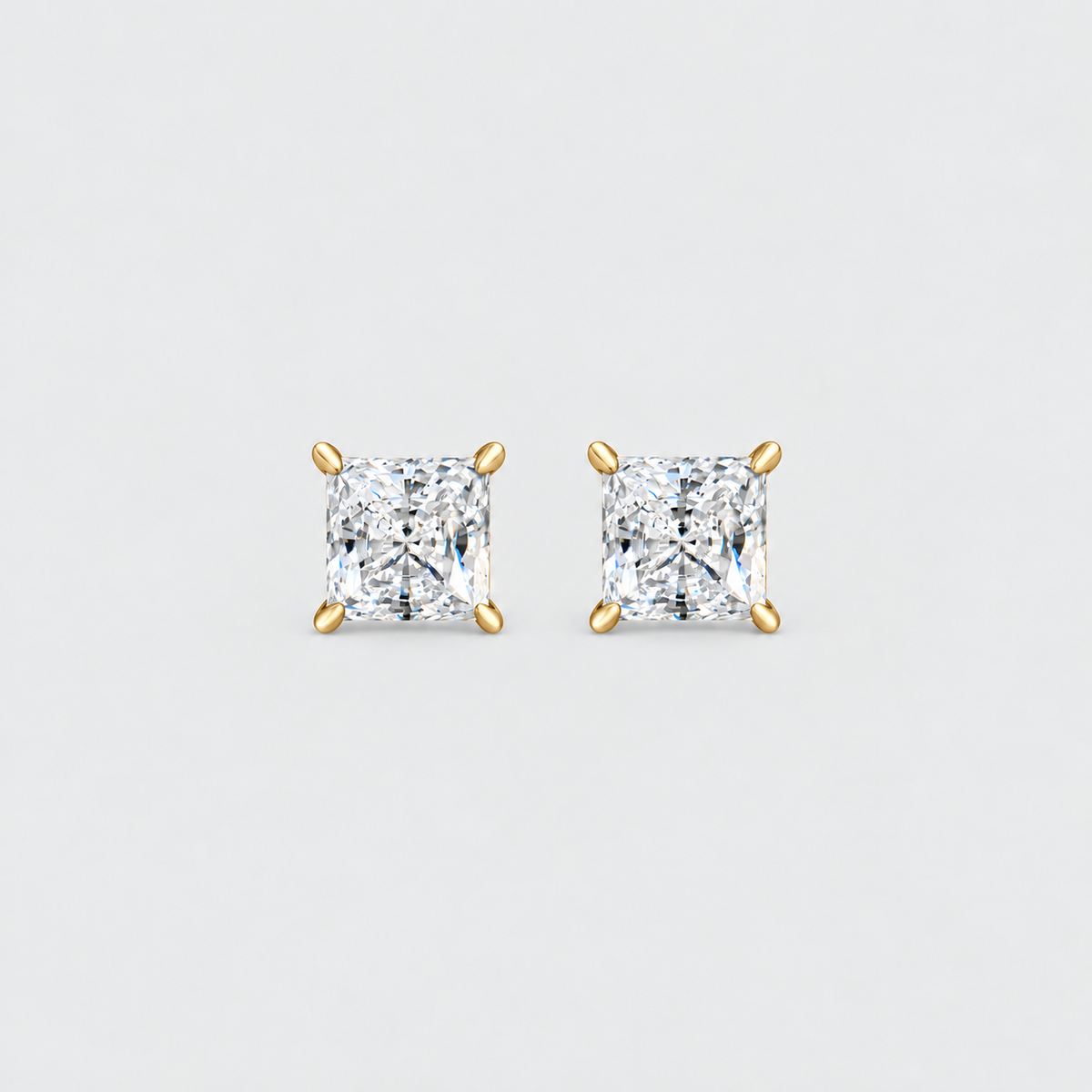 2 Ct. Lab Grown Diamond Princess Cut Stud Earrings (VS-EF)