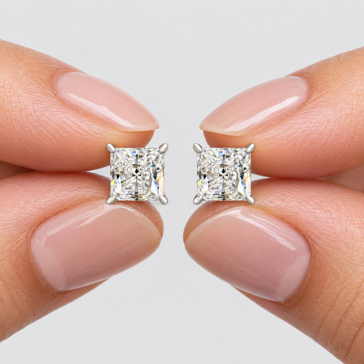 2 Ct. Lab Grown Diamond Princess Cut Stud Earrings (VS-EF)