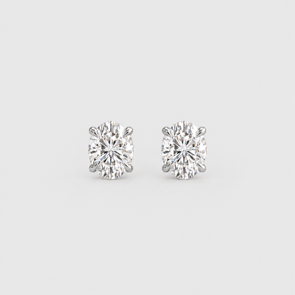 3 Ct. Lab Grown Diamond Oval Cut Stud Earrings (VS-EF)