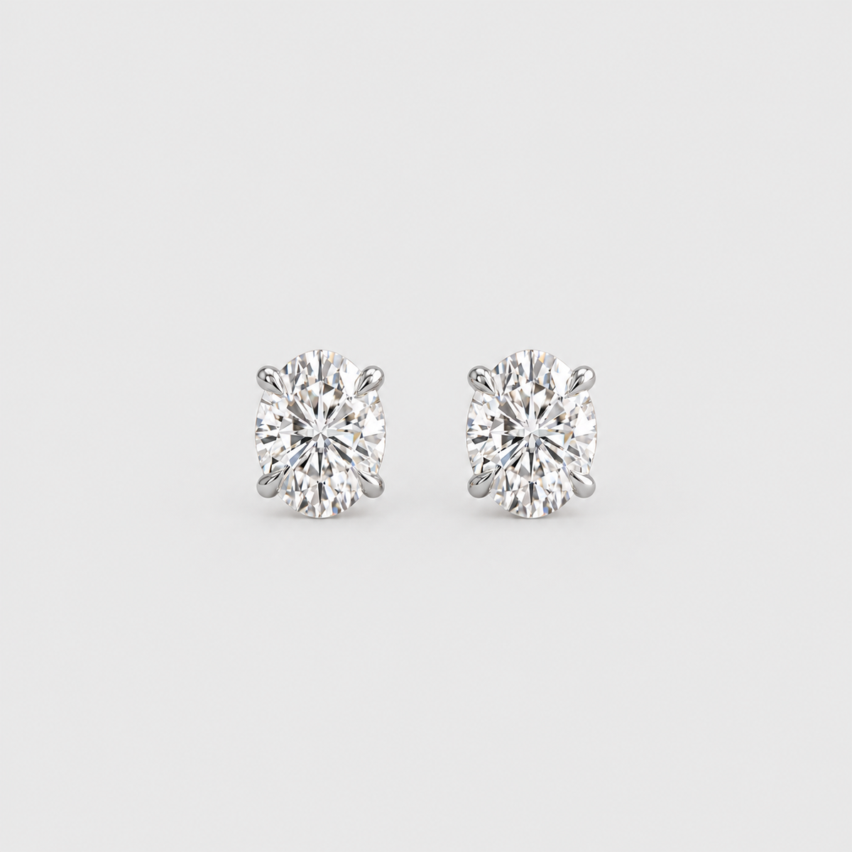 3 Ct. Lab Grown Diamond Oval Cut Stud Earrings (VS-EF)