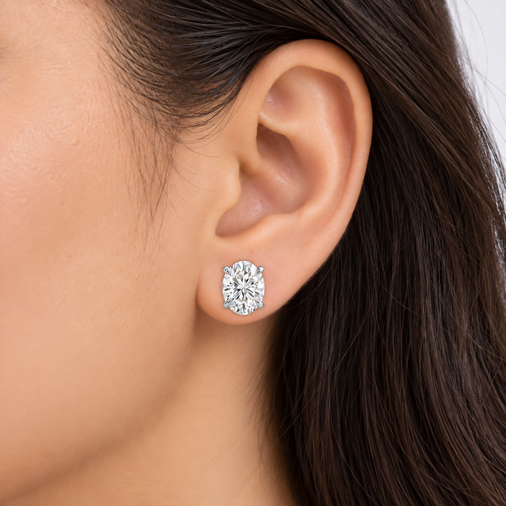 3 Ct. Lab Grown Diamond Oval Cut Stud Earrings (VS-EF)