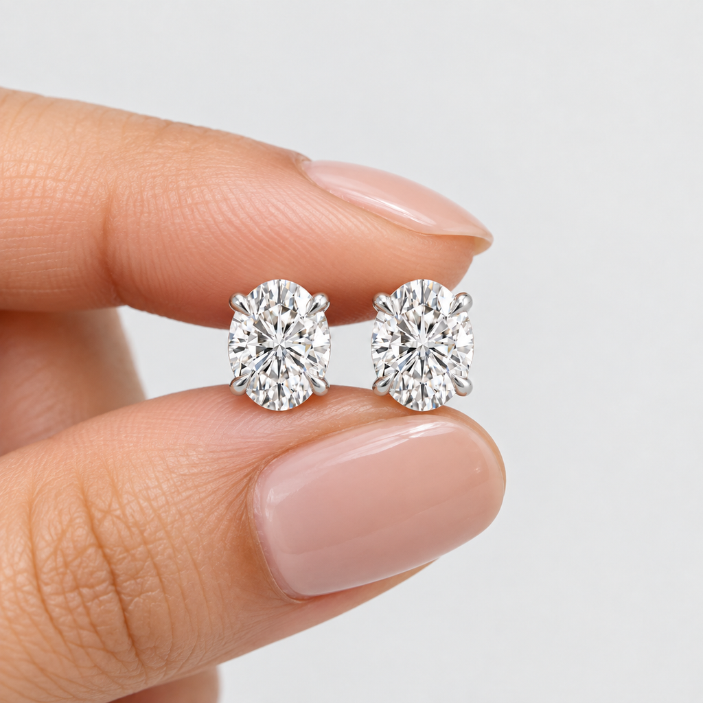 3 Ct. Lab Grown Diamond Oval Cut Stud Earrings (VS-EF)