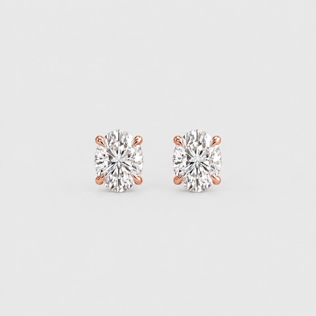 3 Ct. Lab Grown Diamond Oval Cut Stud Earrings (VS-EF)