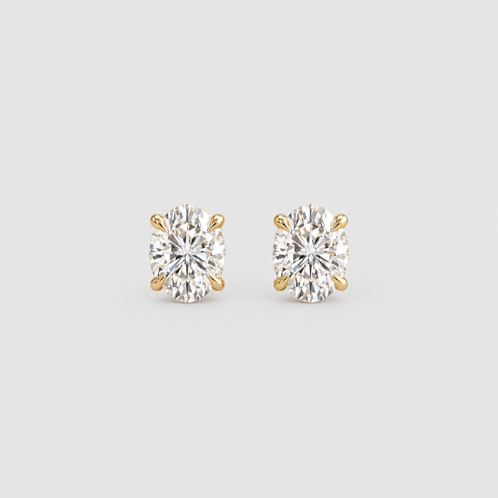 3 Ct. Lab Grown Diamond Oval Cut Stud Earrings (VS-EF)