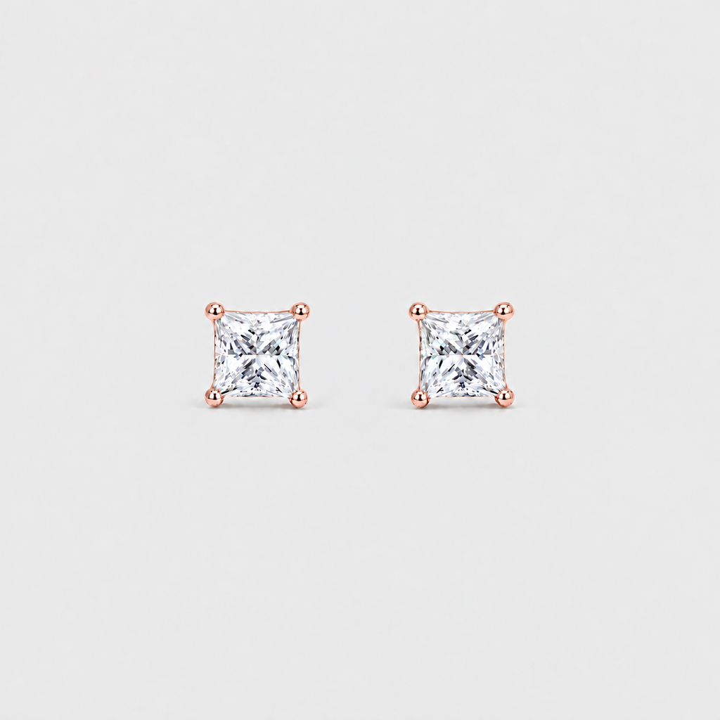 3 Ct. Lab Grown Diamond Princess Cut Stud Earrings (VS-EF)